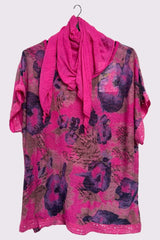 Floral Print Sequin Detail Hem With Scarf Box Top