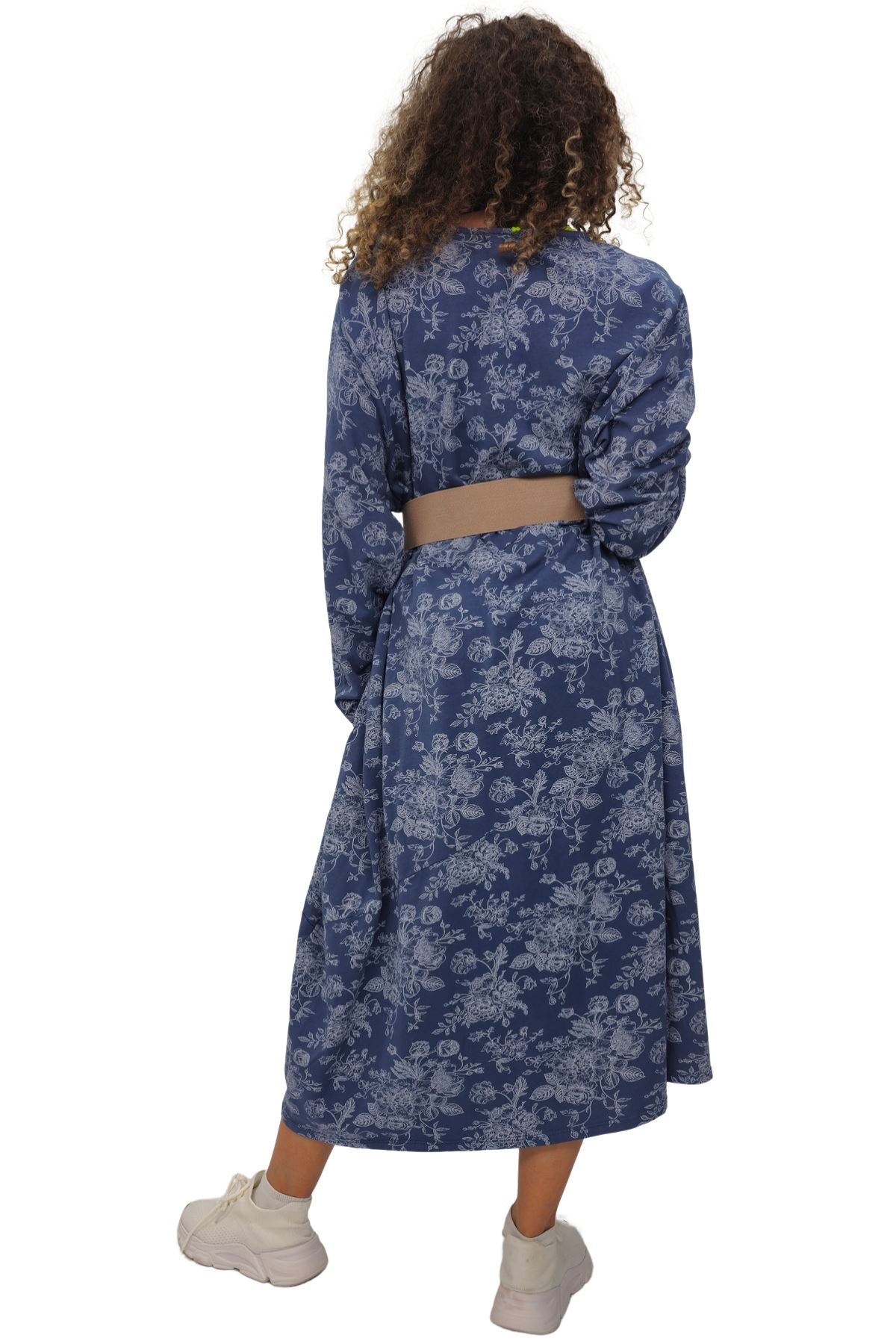 Floral Print Baggy Long Style Cotton Dress