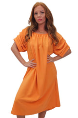 Plain Puff Sleeves Layered Detail Dress