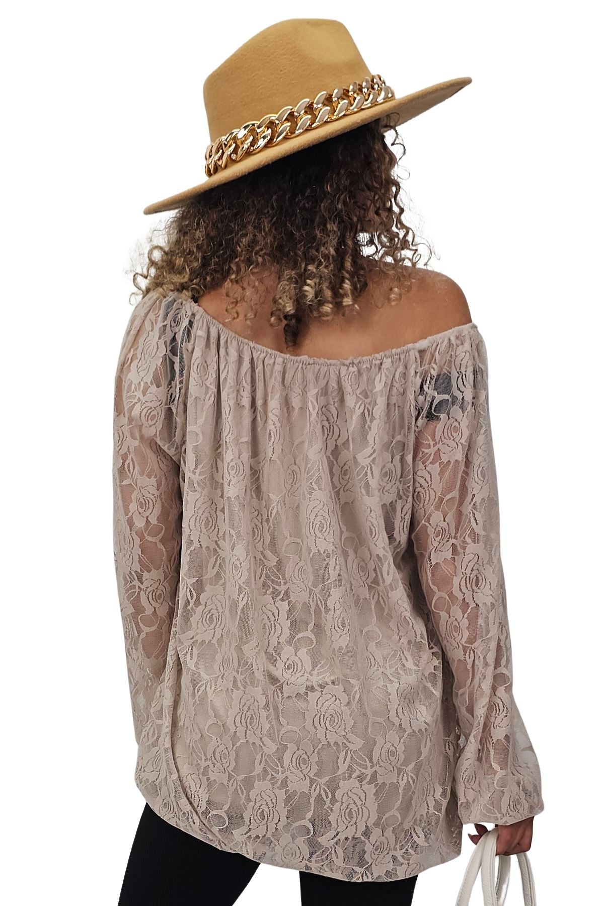 Floral Lace Overlay Curved Hemline Top