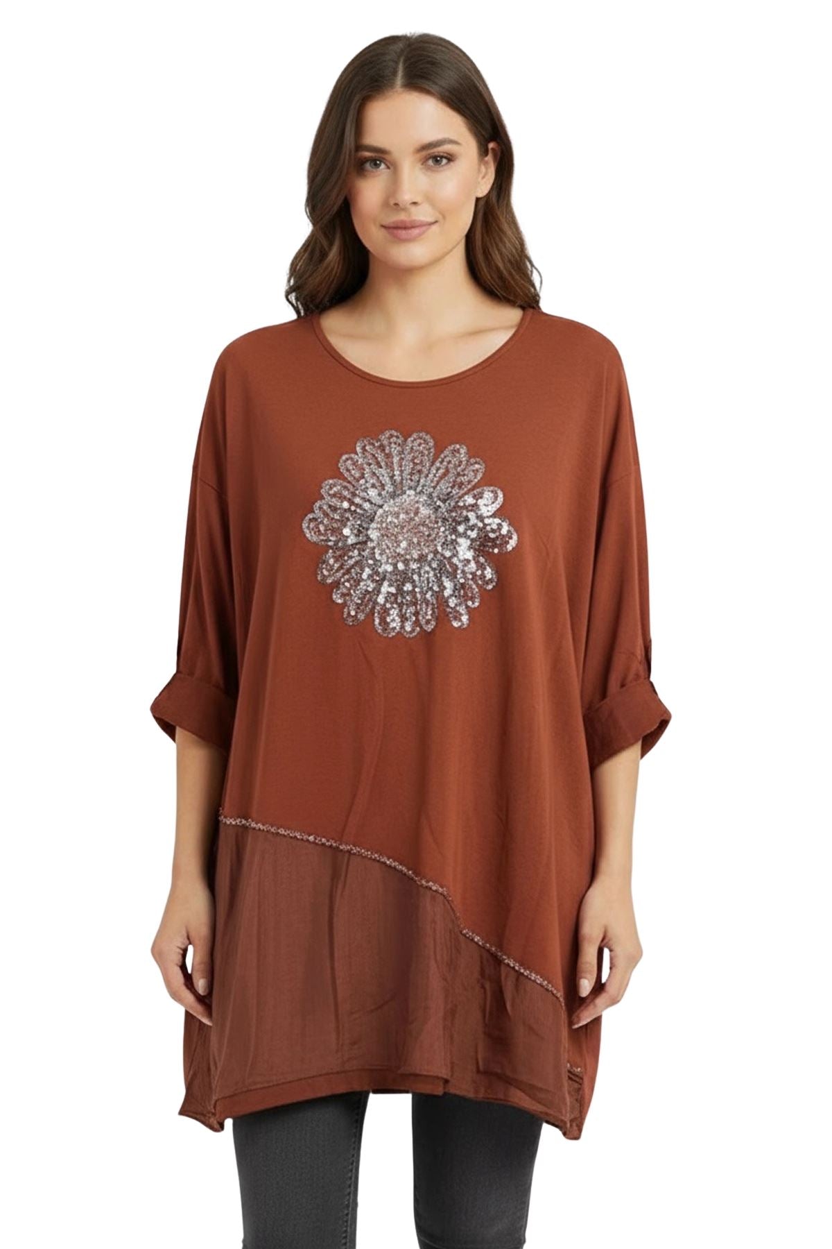 boutique sequin floral top