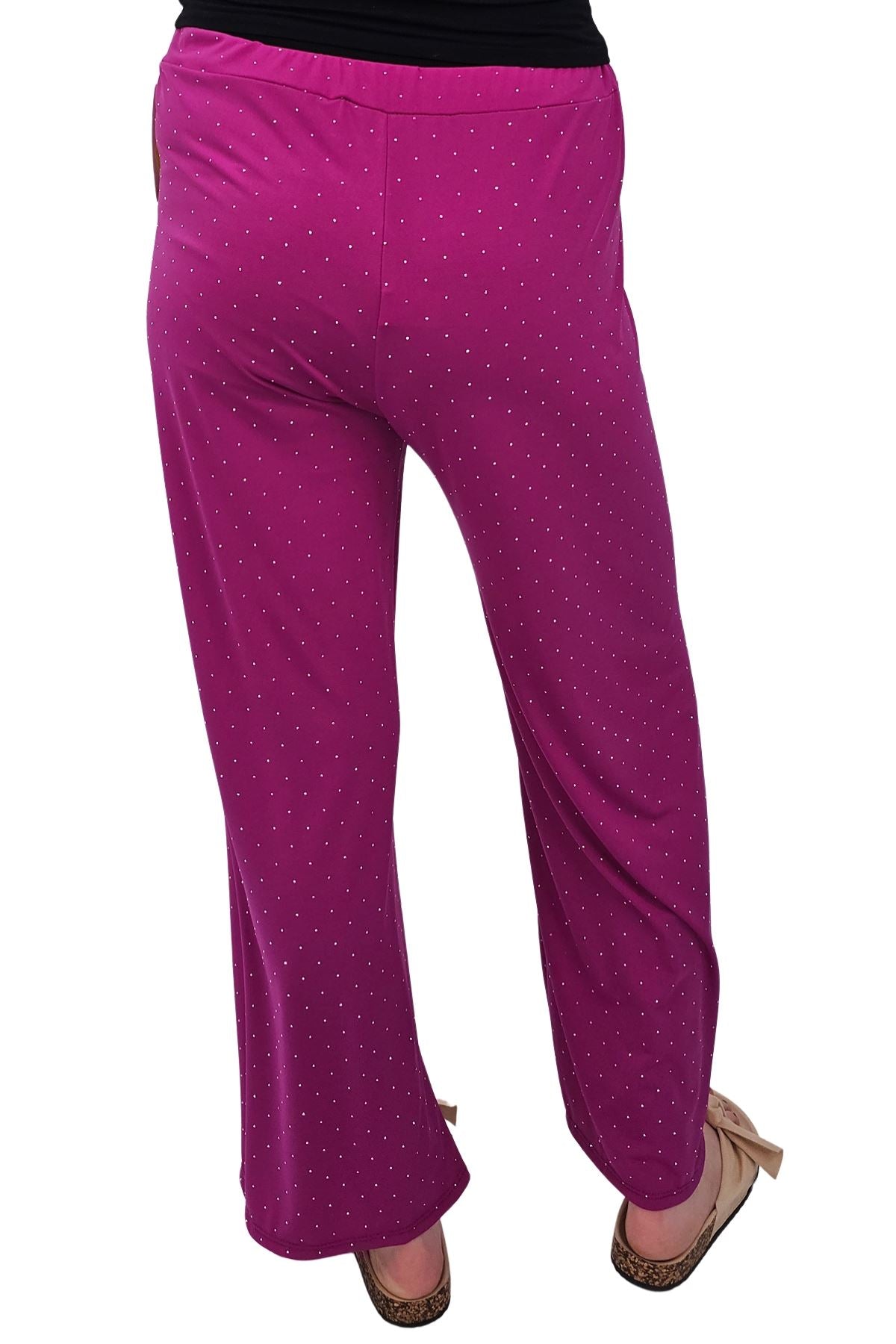 Diamante Pattern Wide Leg Trousers