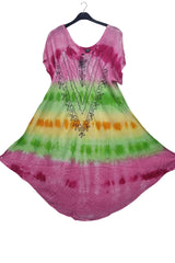 Horizontal Rainbow Tie Dye Pattern Dress