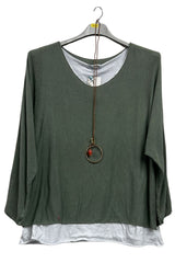 Plain Layered Hem Tunic Cotton Top