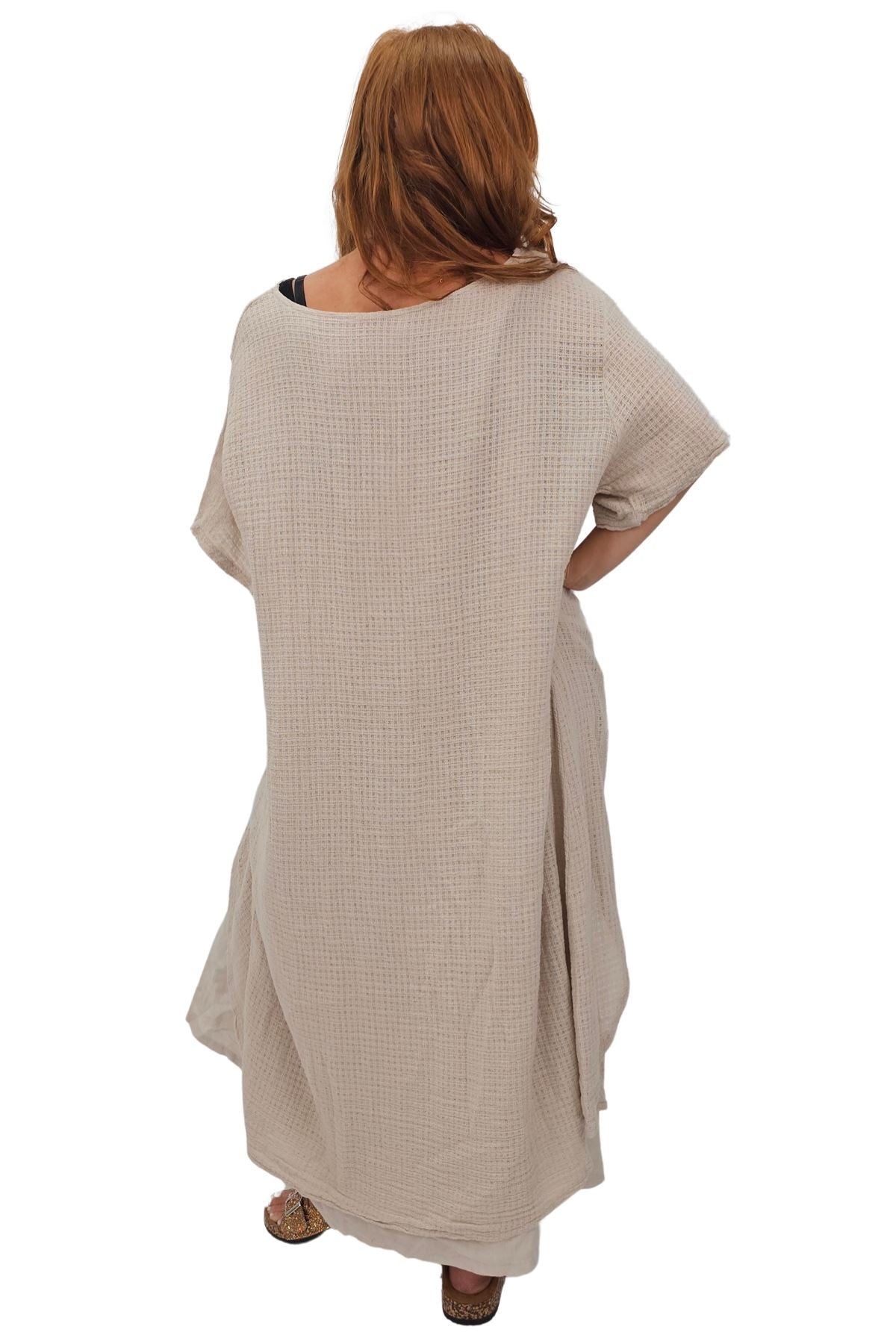 Plain Layered Asymmetrical Linen Dress