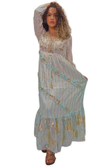 Floral Sequin Cinched Waist With Tie Detail Dress