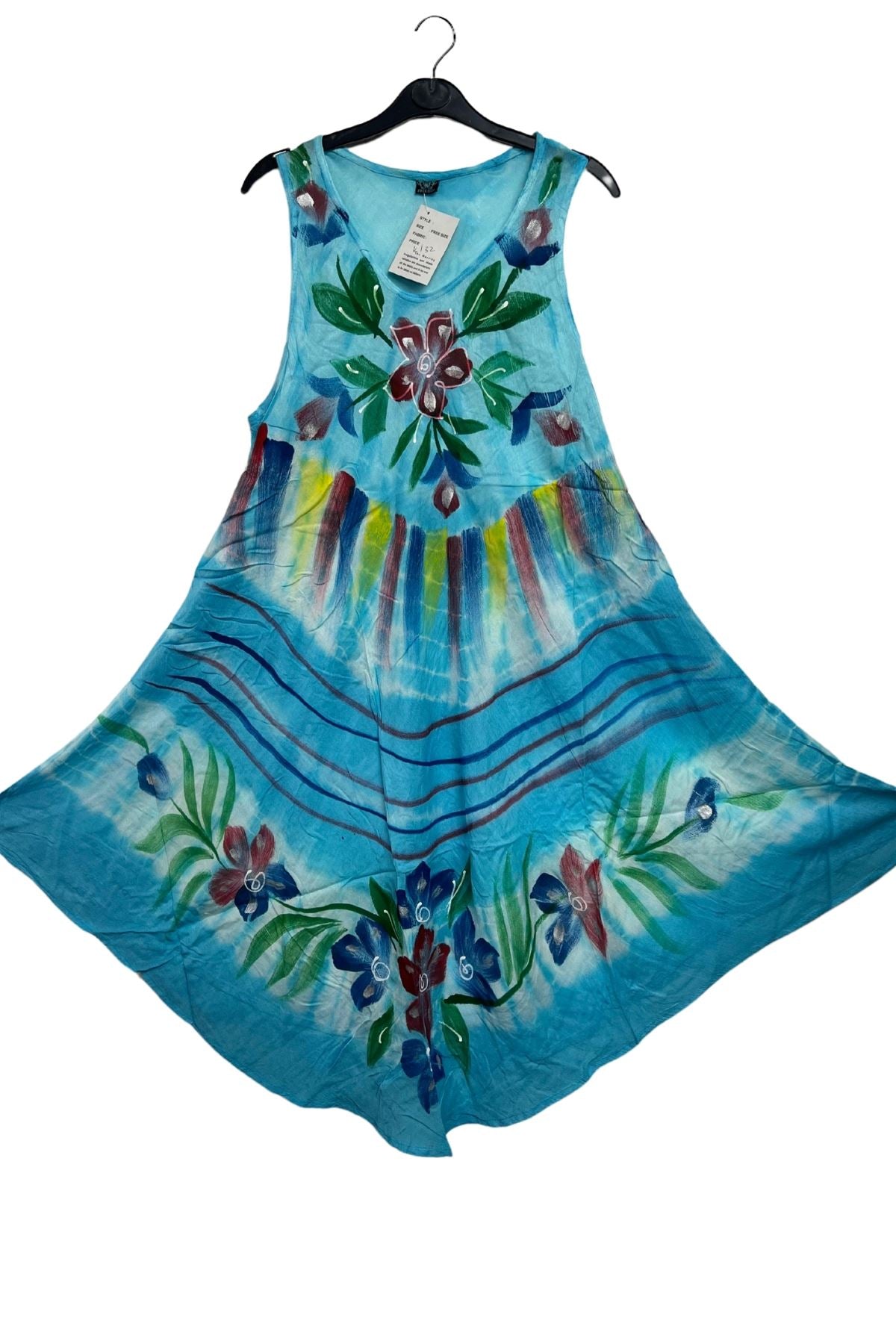 Floral Motif Rainbow Strokes Dress