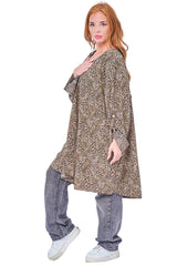 Leopards Print Button Detail Tunic Top