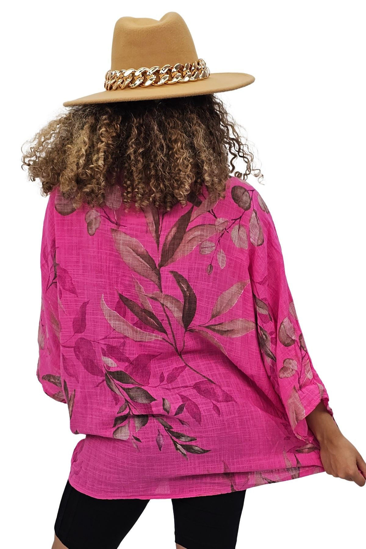 Floral Print Oversized Necklace Tunic Cotton Top