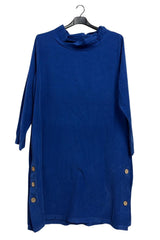 Plain Side Two Pockets Slit Hem Cotton Top
