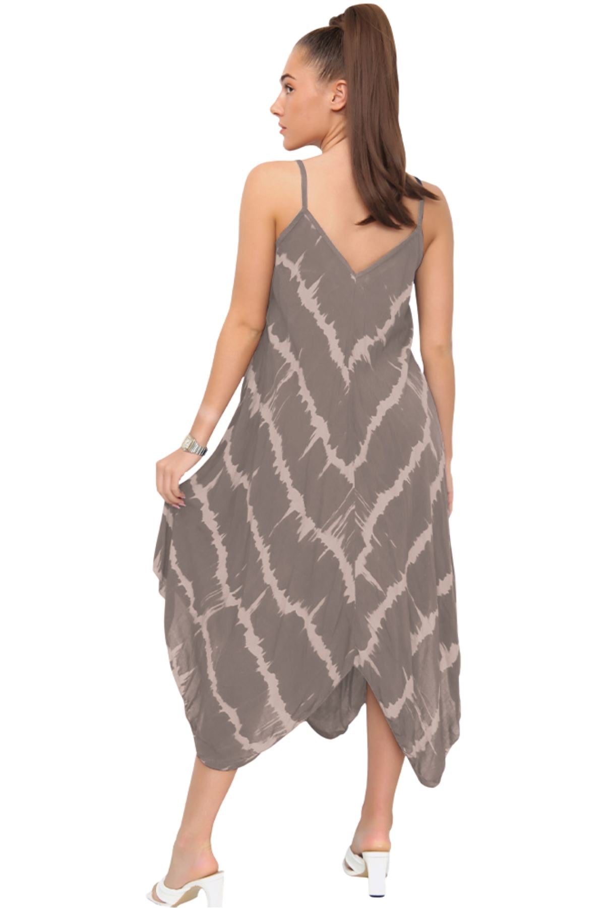 Tie Dye Print Draped Hem Dress