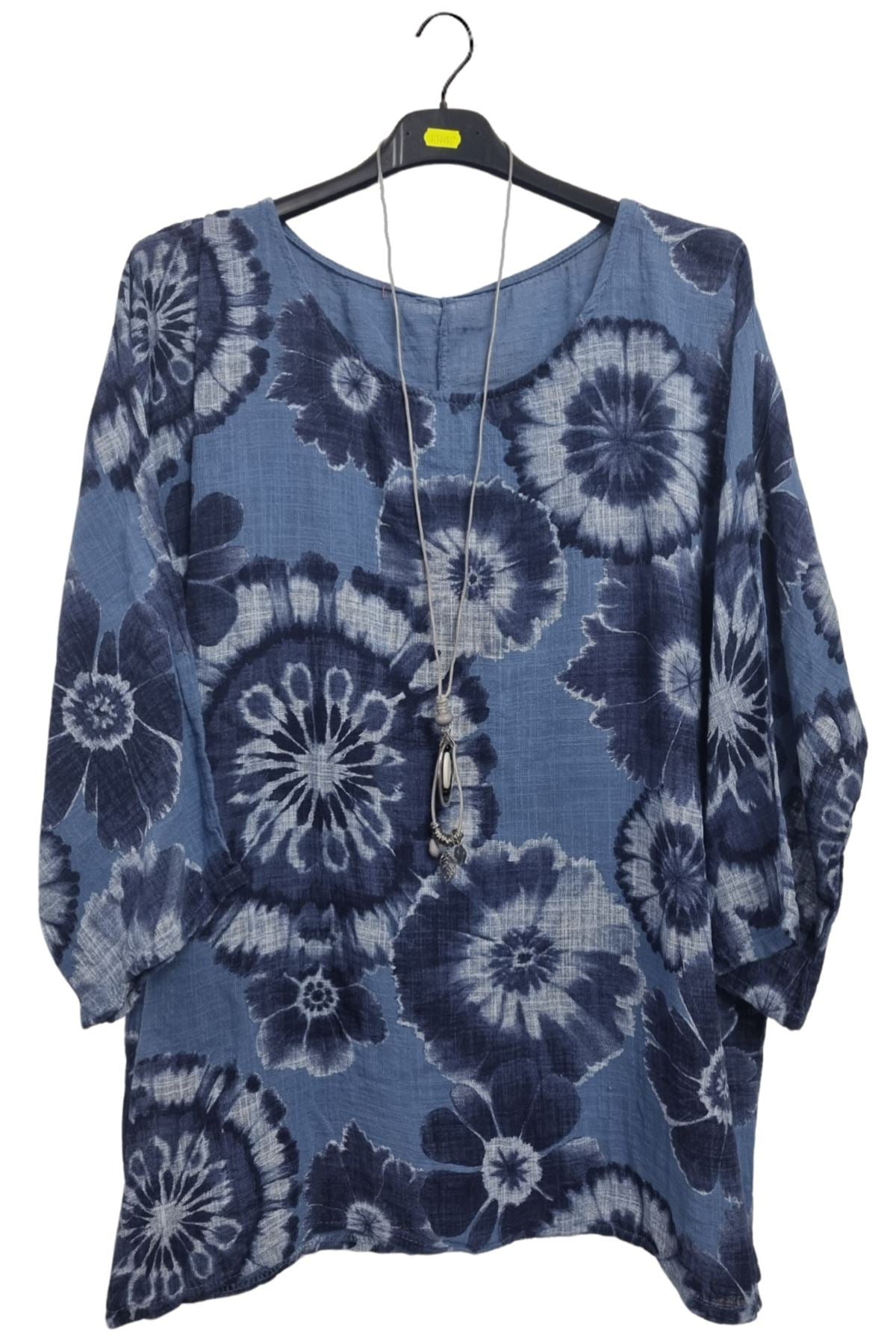 Floral Print Necklace Tunic Top