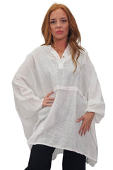 Plain Hanky Hem Oversized Cotton Top