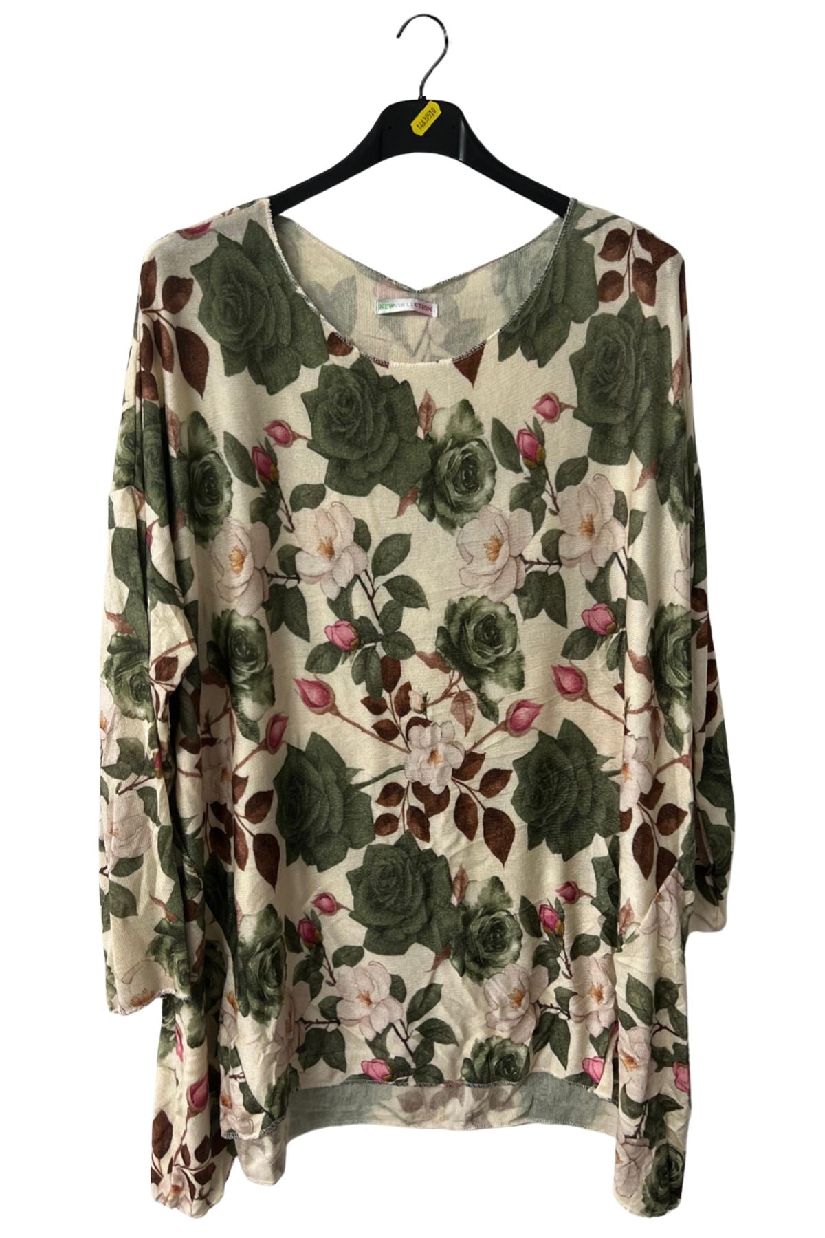 Rose Flower Print Soft Knit Top