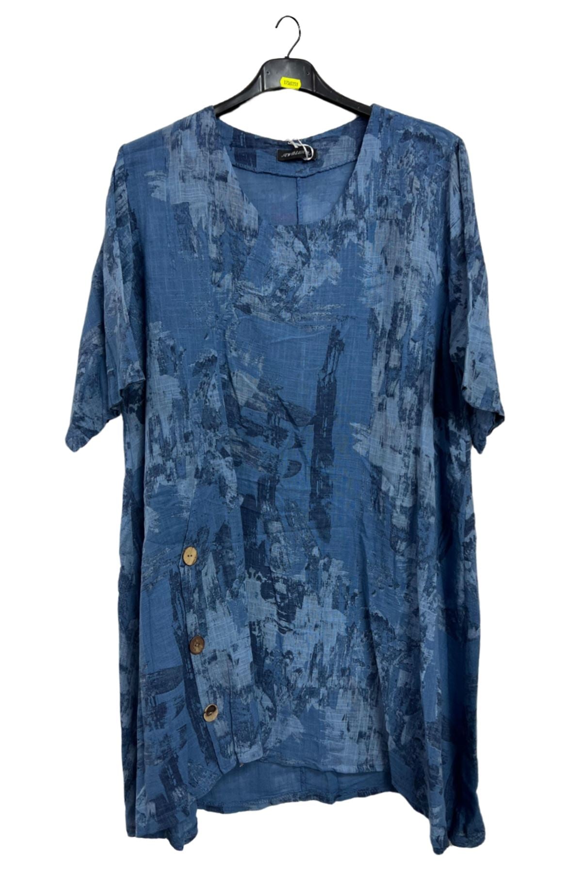 Brush Stroke Print Side Button Detail Top
