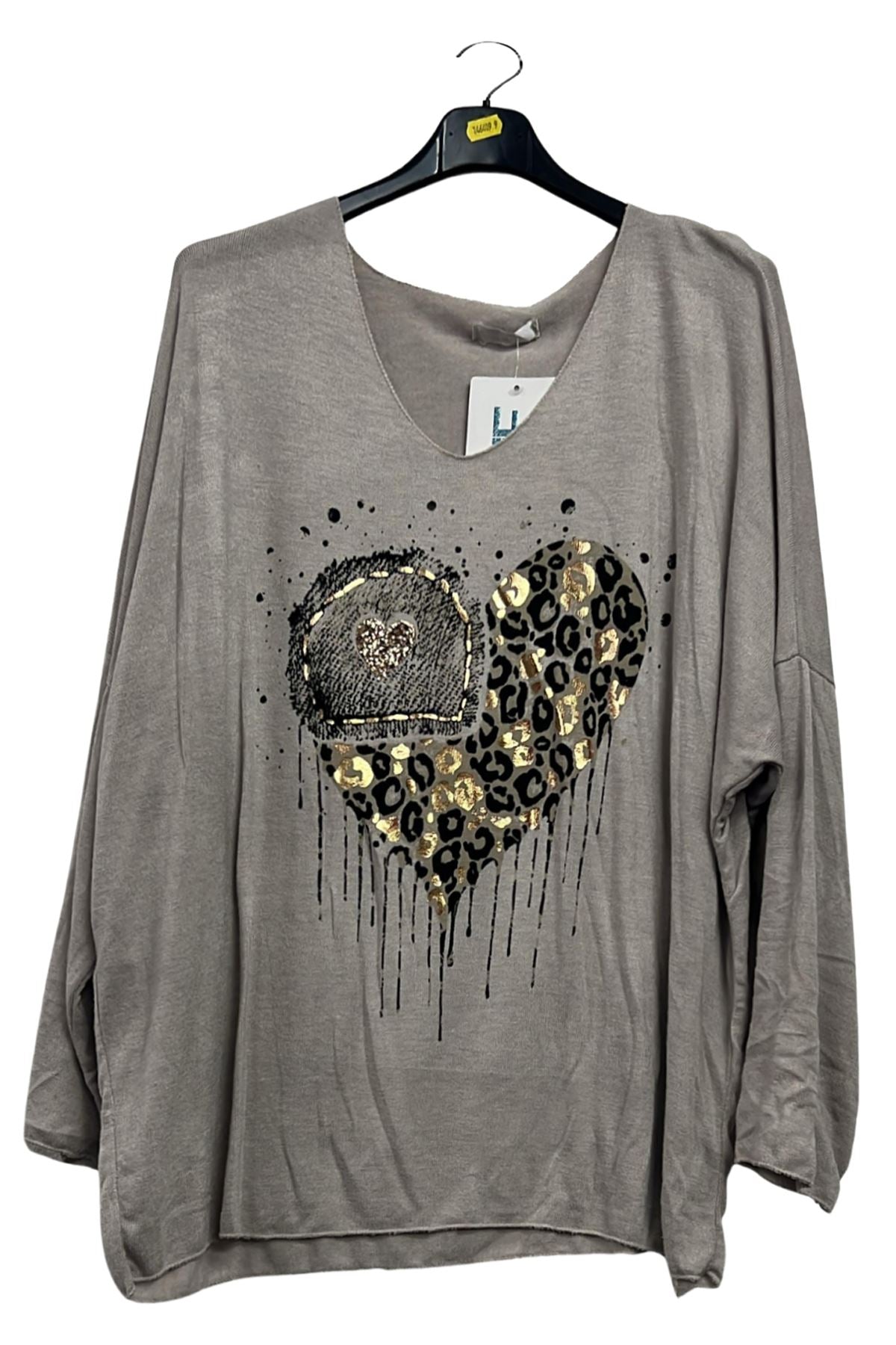 Sequin Leopard Heart Pattern Tunic Top