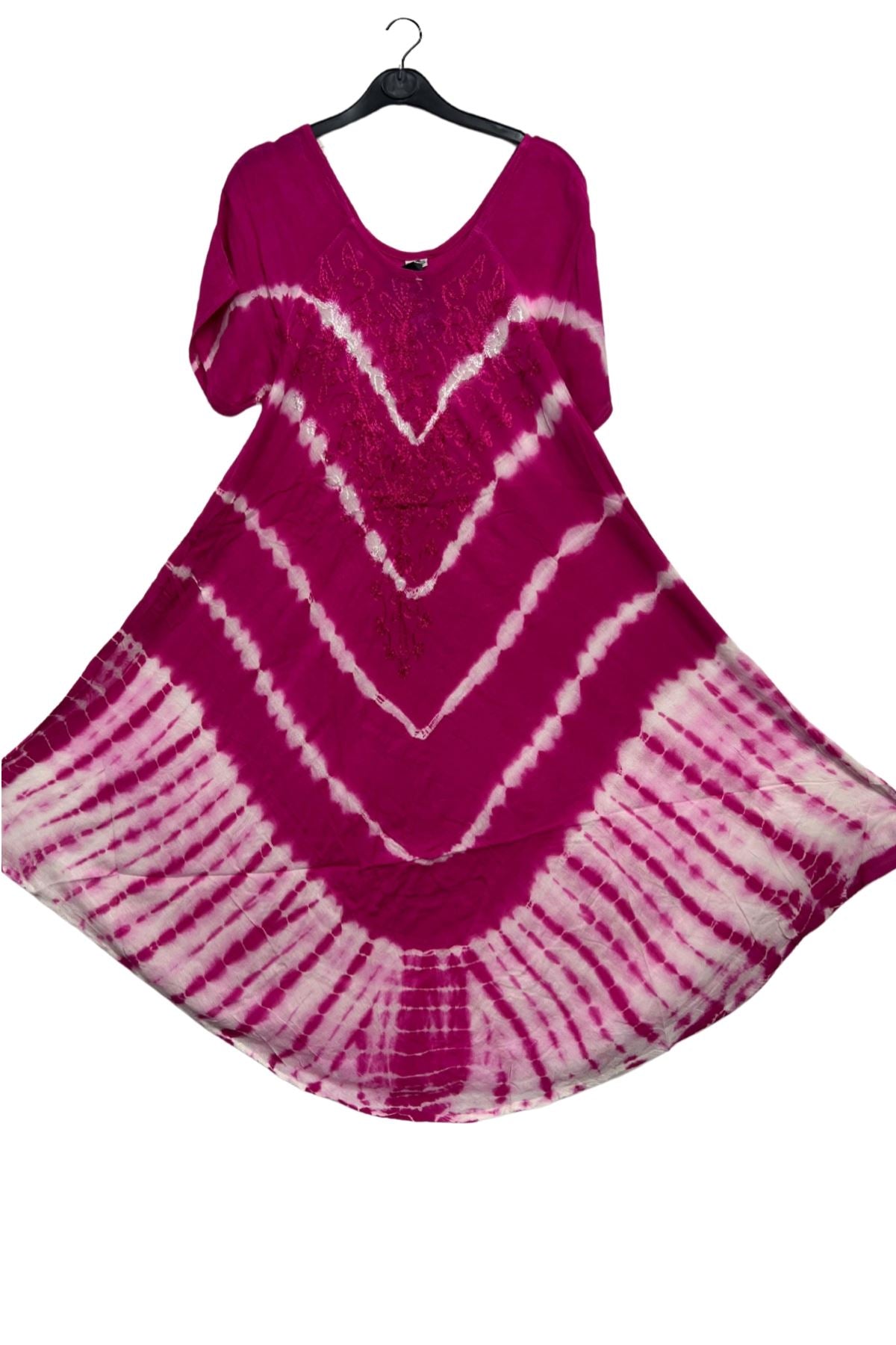 Tie-Dye Print V-Chevron Pattern Umbrella Style Dress