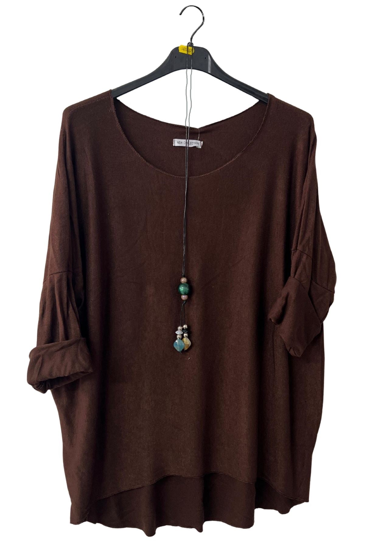 Plain High Low Hem Soft Feel Necklace Top