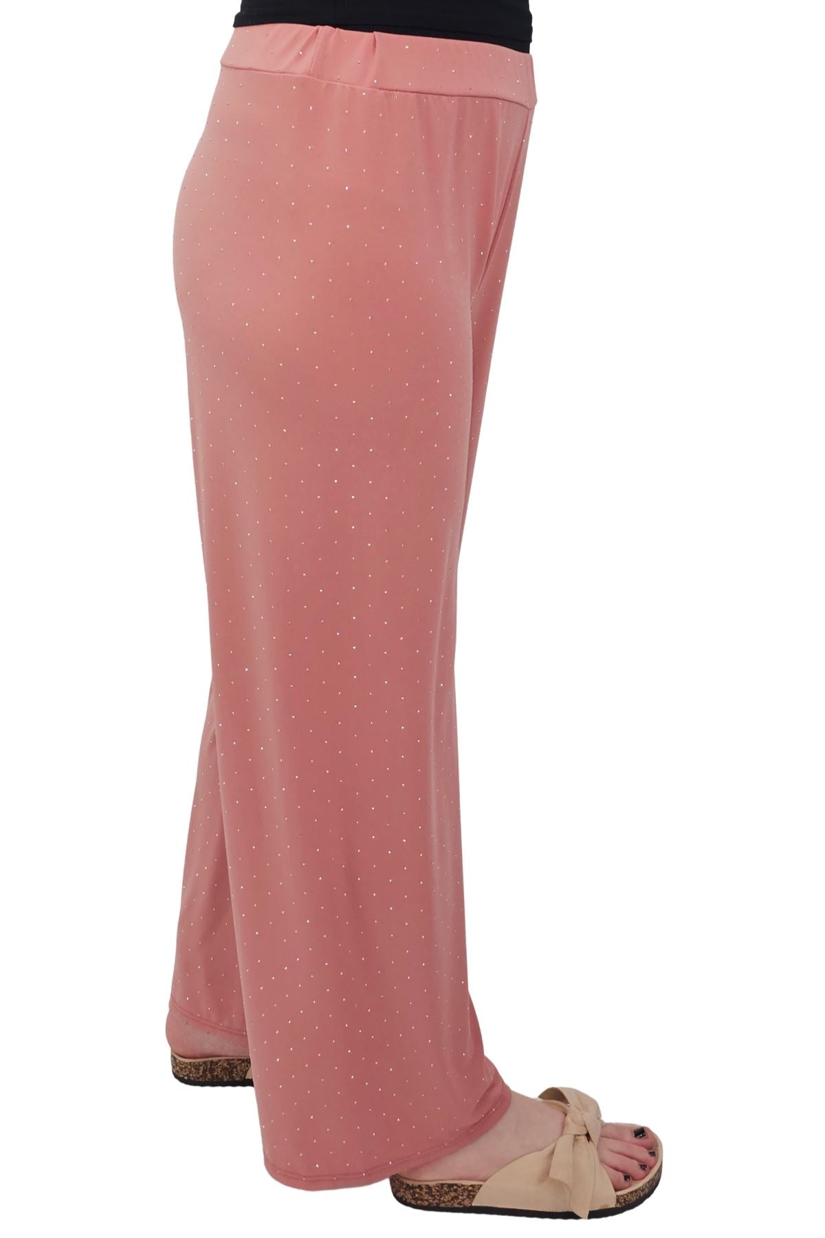 Diamante Pattern Wide Leg Trousers