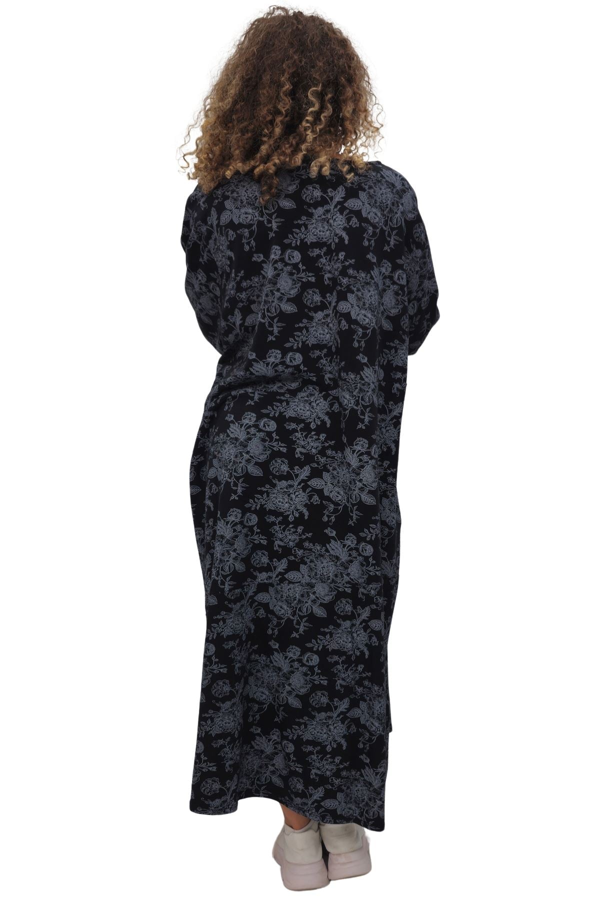 Floral Print Baggy Long Style Cotton Dress