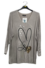 Shimmering Love Hearts Tunic Top