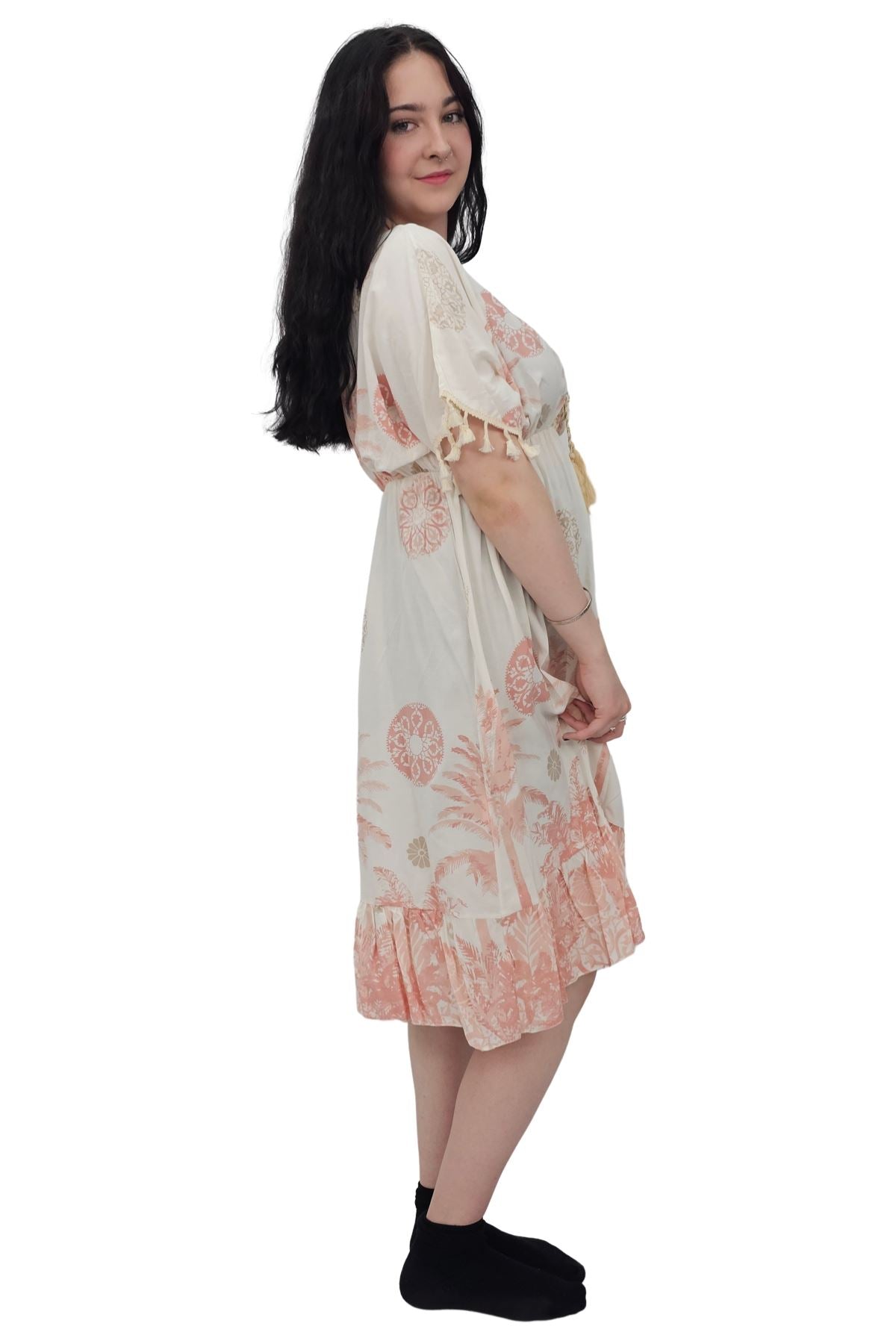 Floral Botanical Print Elasticated Waist Dress