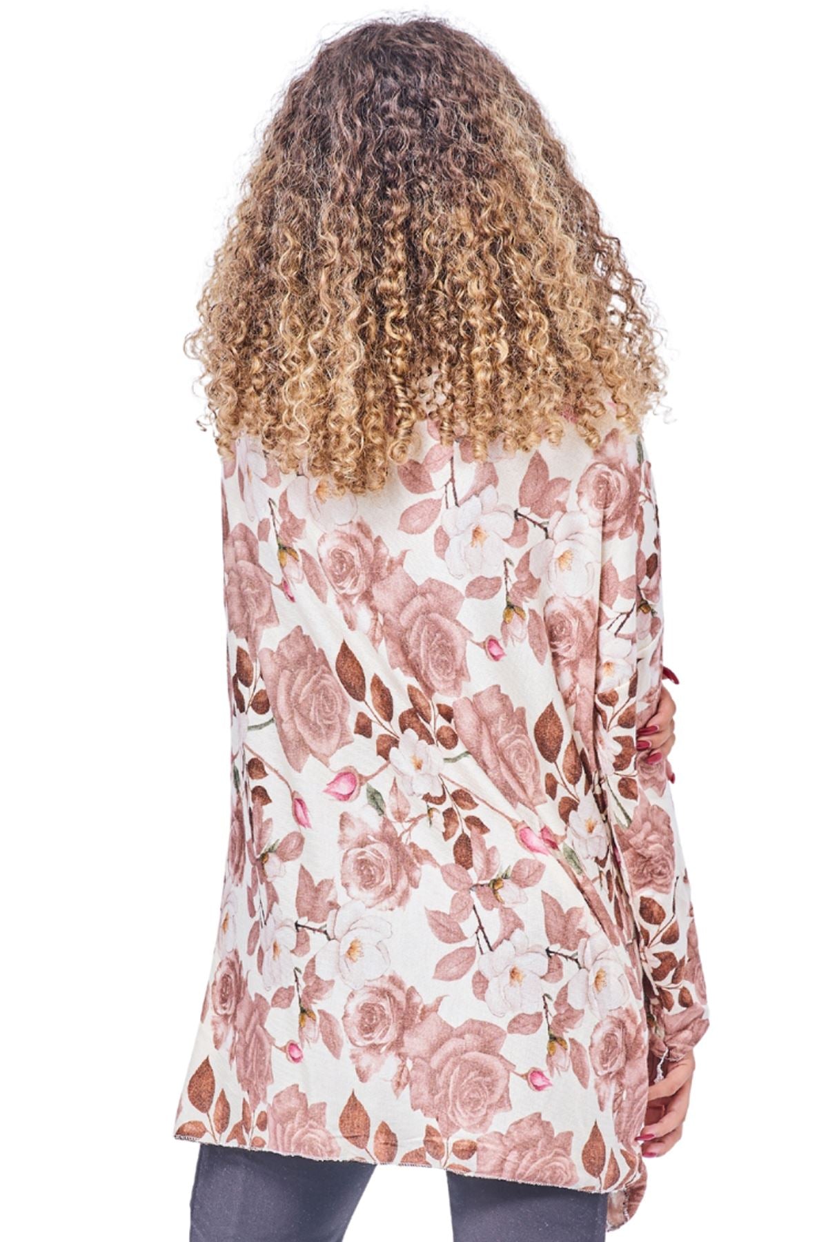 Rose Flower Print Soft Knit Top