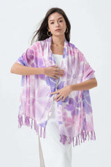 Floral Print Tassel Cotton Scarves
