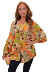 Floral Print Oversized Pocket Tunic Cotton Top