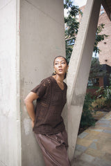 Crocheted Openwork Design Tunic Cotton Top