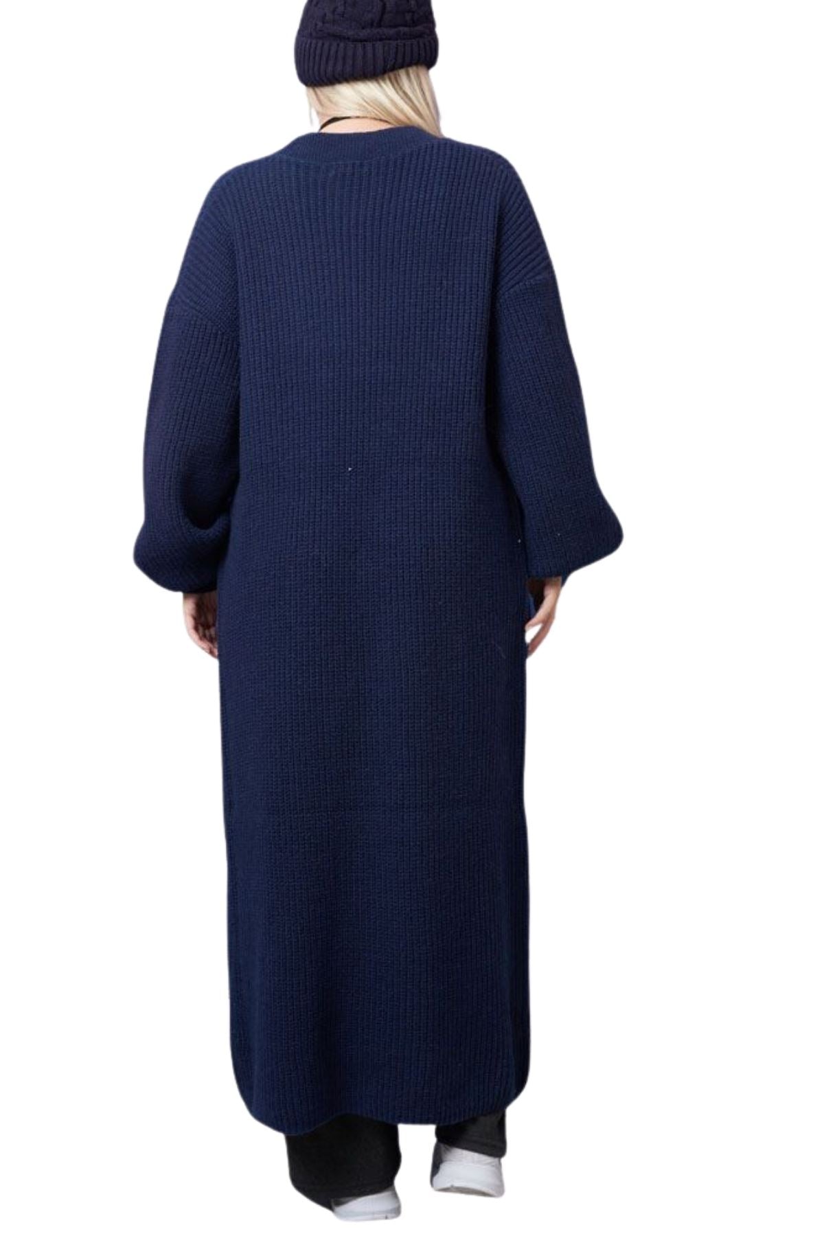 Plain Rib Knit Longline Cardigan