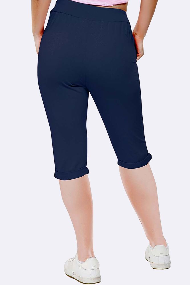 Plain Drawstring 3/4 Length Pocket Trousers