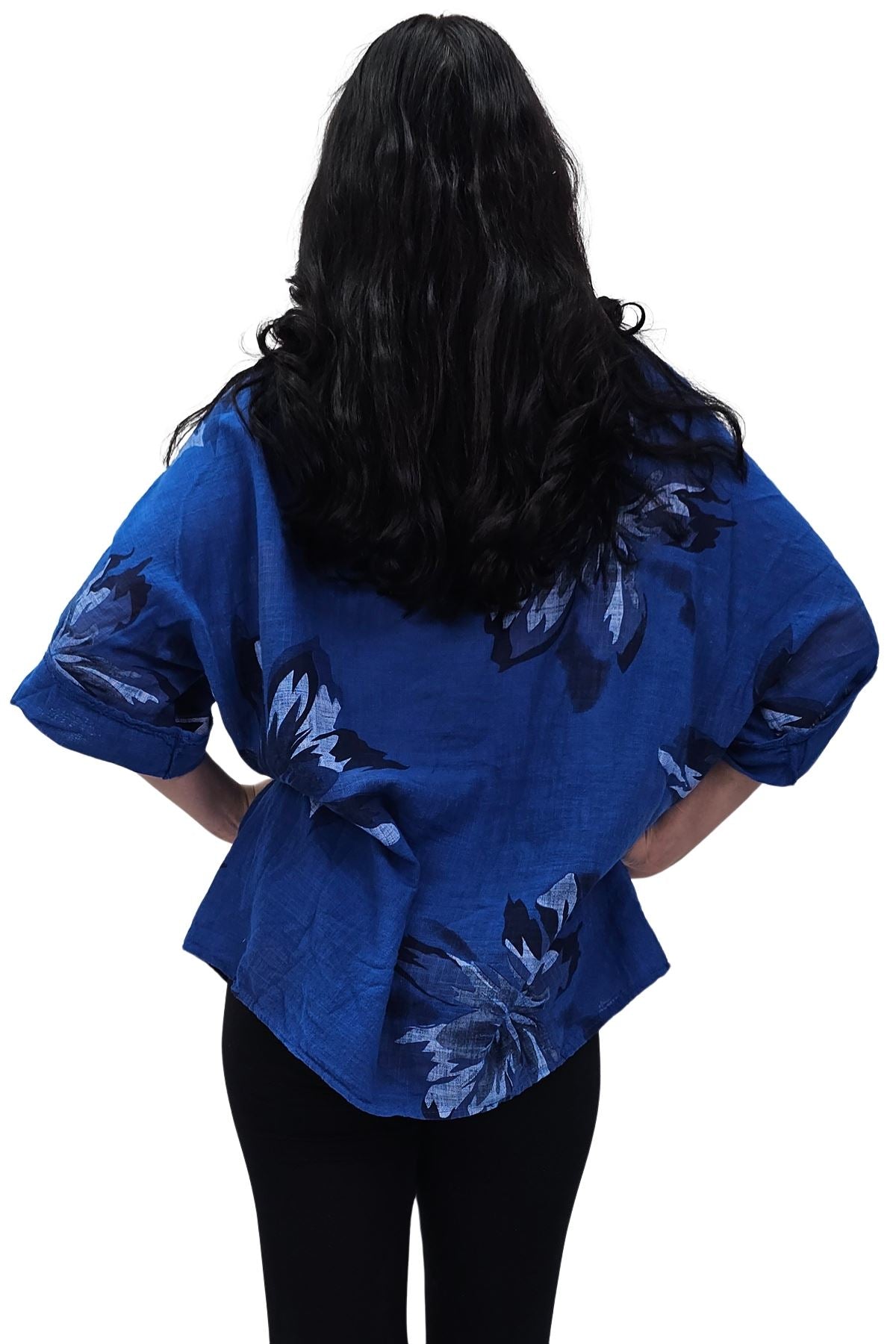 Floral Print Tunic Necklace Cotton Top