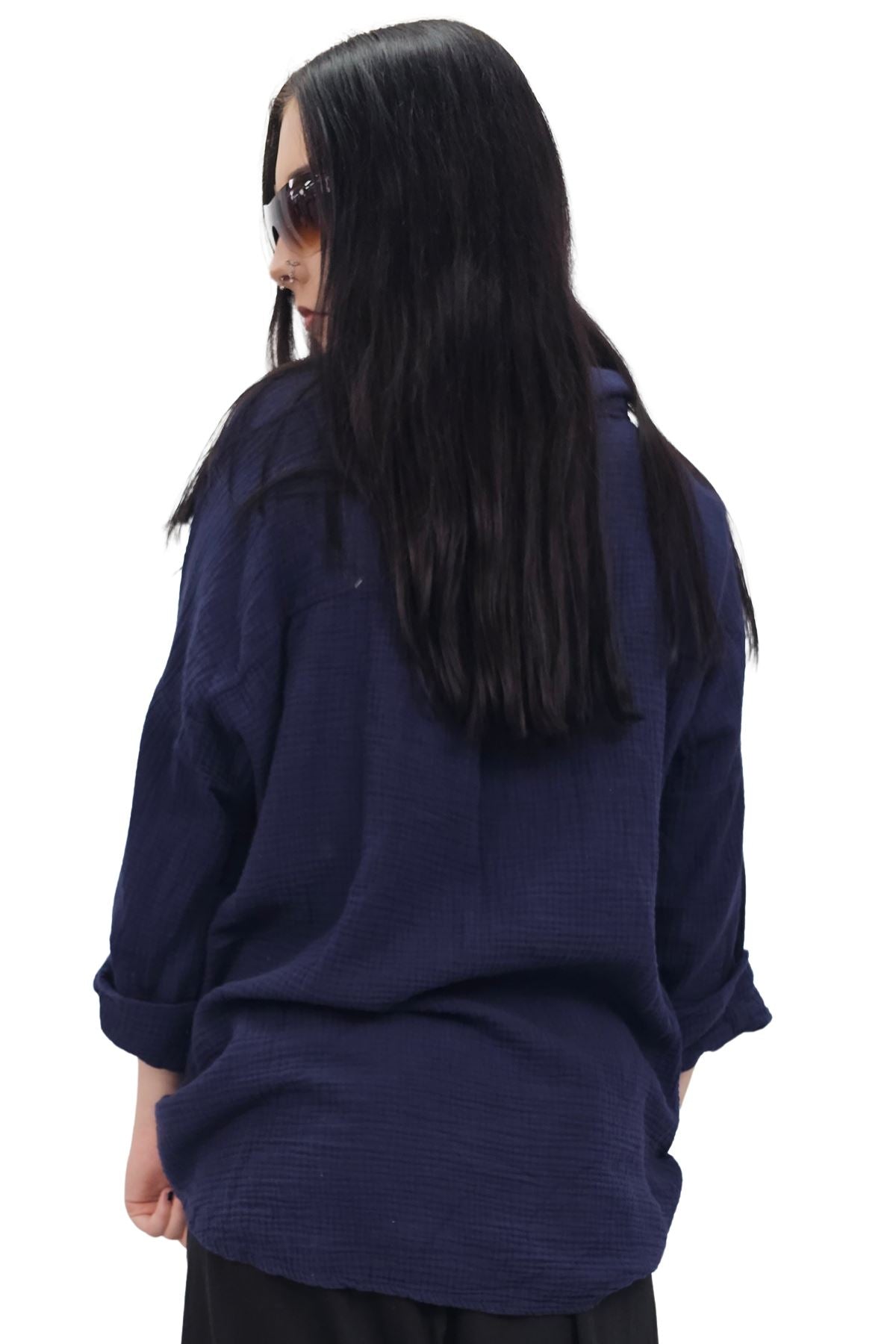 Plain Button Up Pocket Cotton Shirt