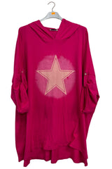 Star Print High Low Hem Top