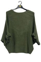 Plain Soft Knit Ruffled Sleeves Jumper