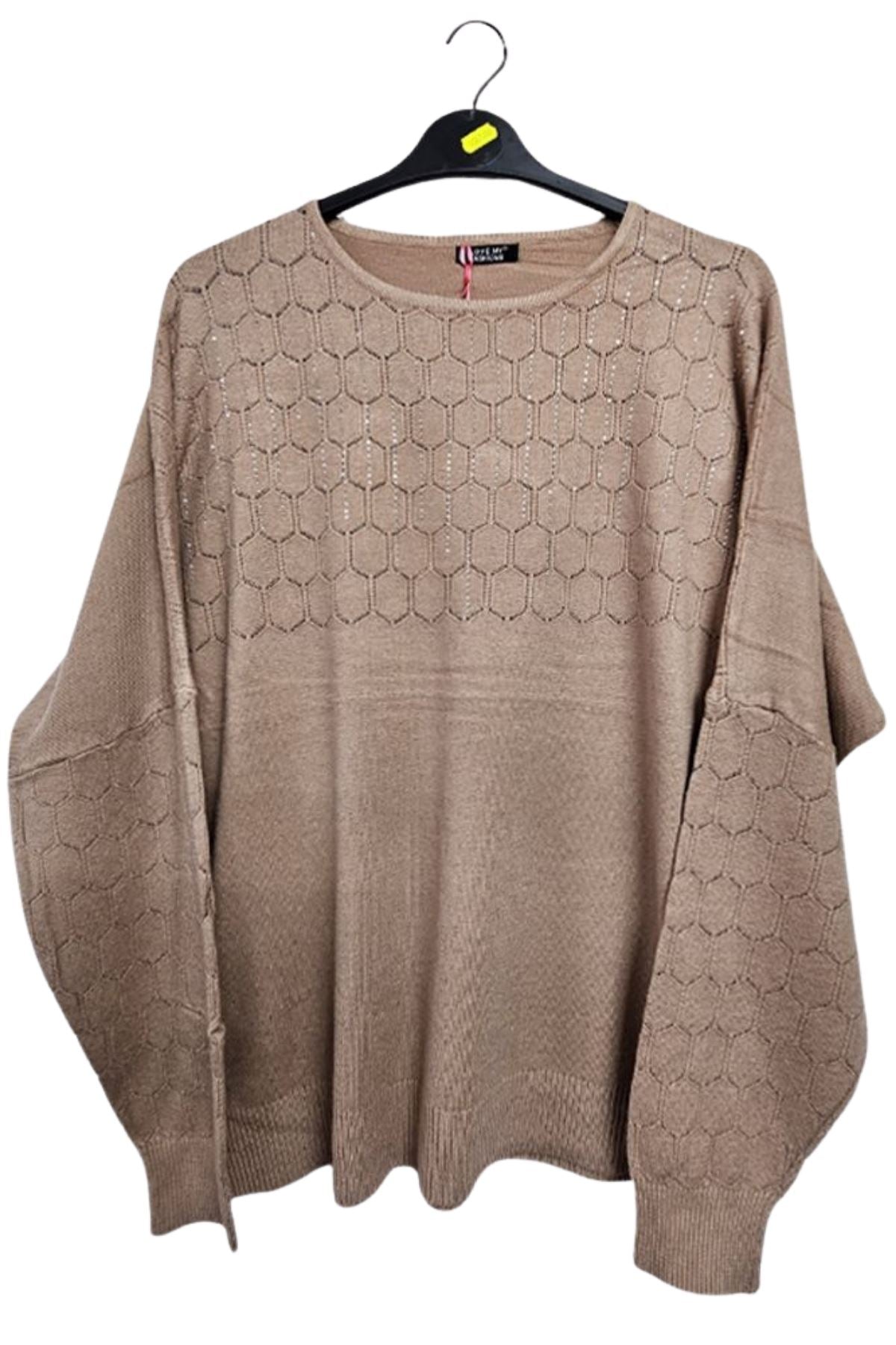 Diamante Cutwork Pattern Sof Knit Top