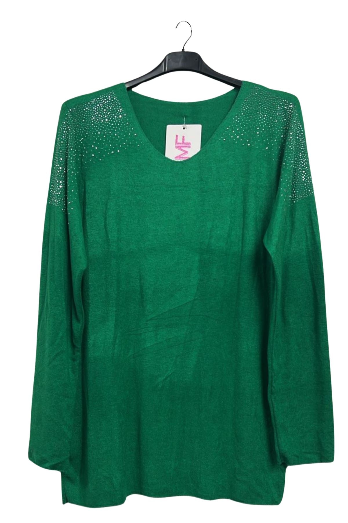 Plain Rhinestone Stud Detail Top