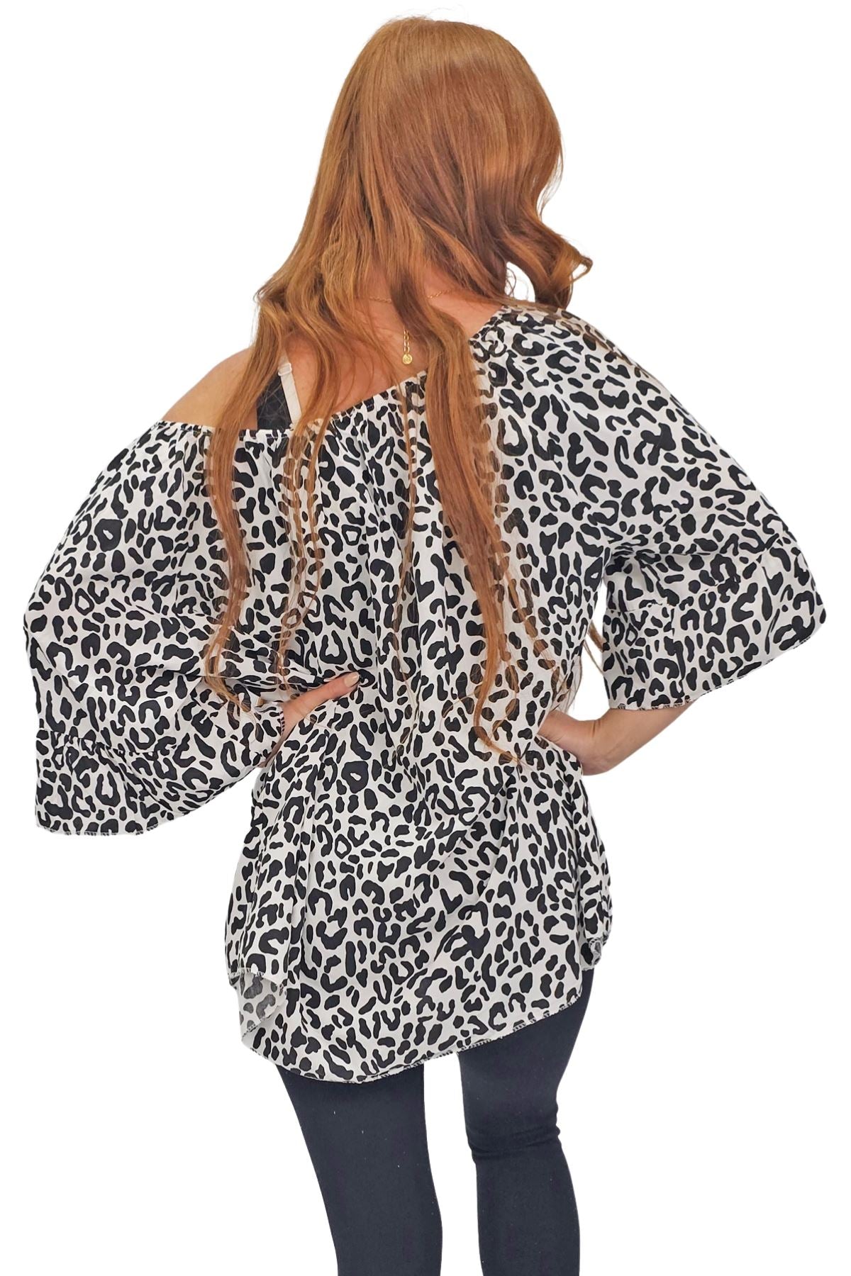 Subtle Textured Pattern Flared Sleeves Top