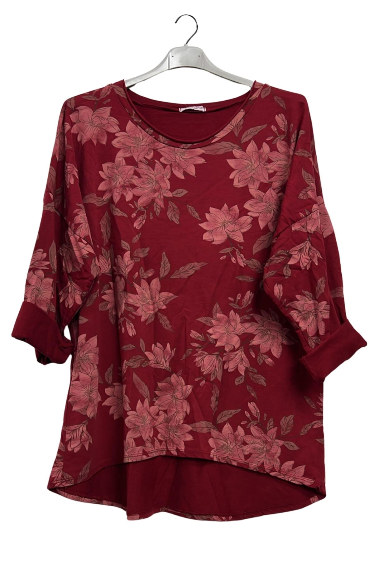 Floral Print High Low Hem Cotton Top