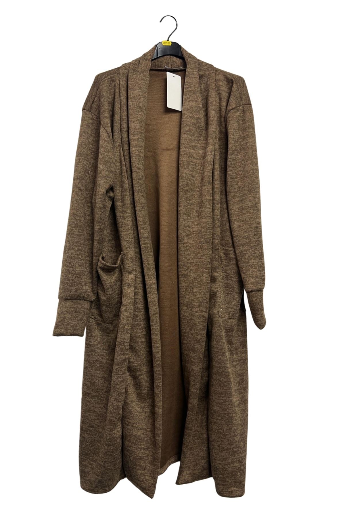 Plain Two Pockets Longline Duster Cardigan
