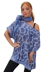 Giraffe Print Sequin Detail Hem With Scarf Box Top