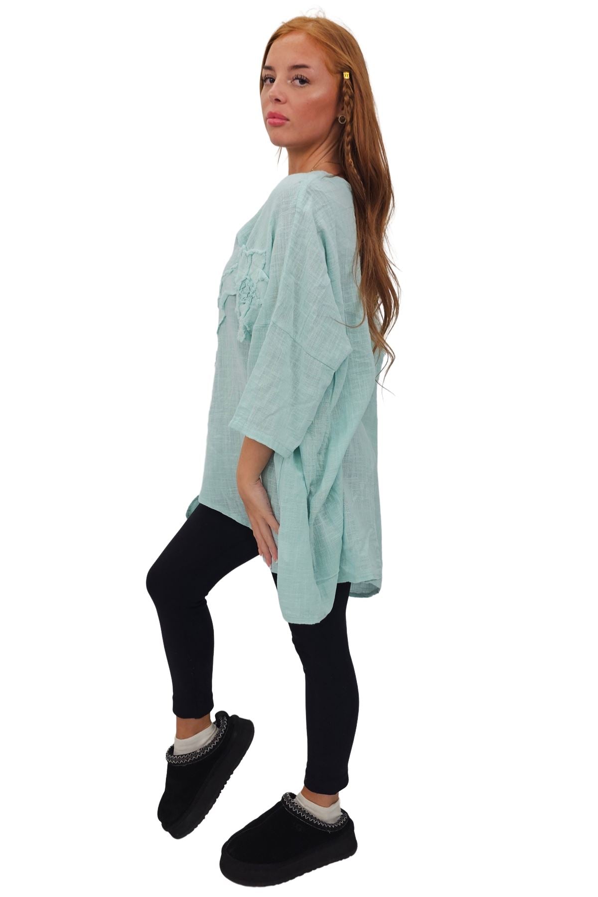 Plain Front Patch Pockets Cotton Top