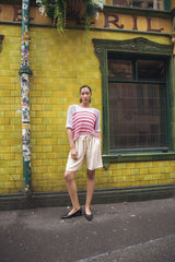 Horizontal Stripe Pattern Tunic Cotton Top