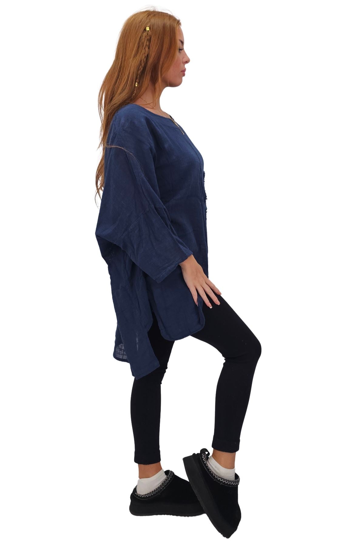 Plain Front Patch Pockets Cotton Top