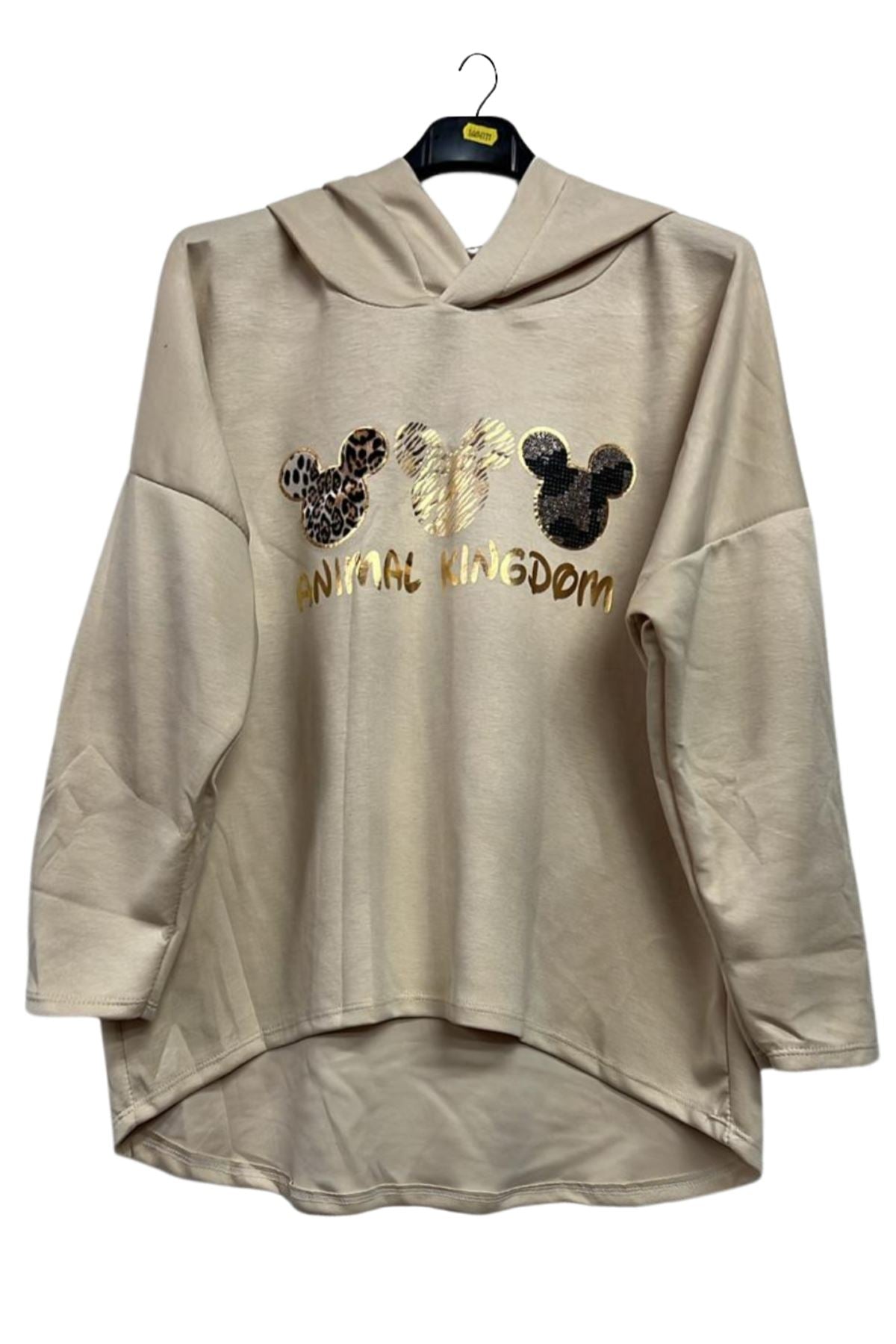 Mickey Mouse Print High Low Hem Hoodie
