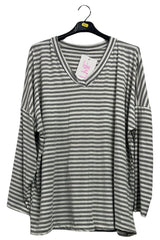 Stripe Print Drop Shoulder Tunic Top