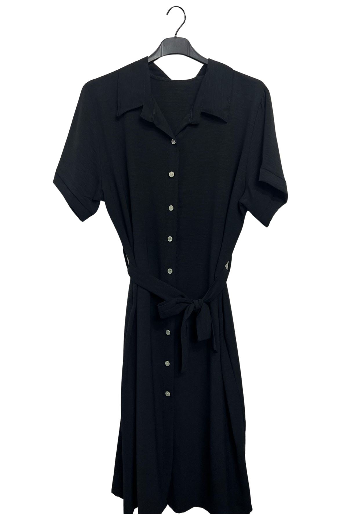 Plain Belted With A Tie-Up Design Dress
