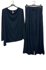 Subtle Ribbed Texture Tunic Top Elasticated Waistband Co-Ord Set