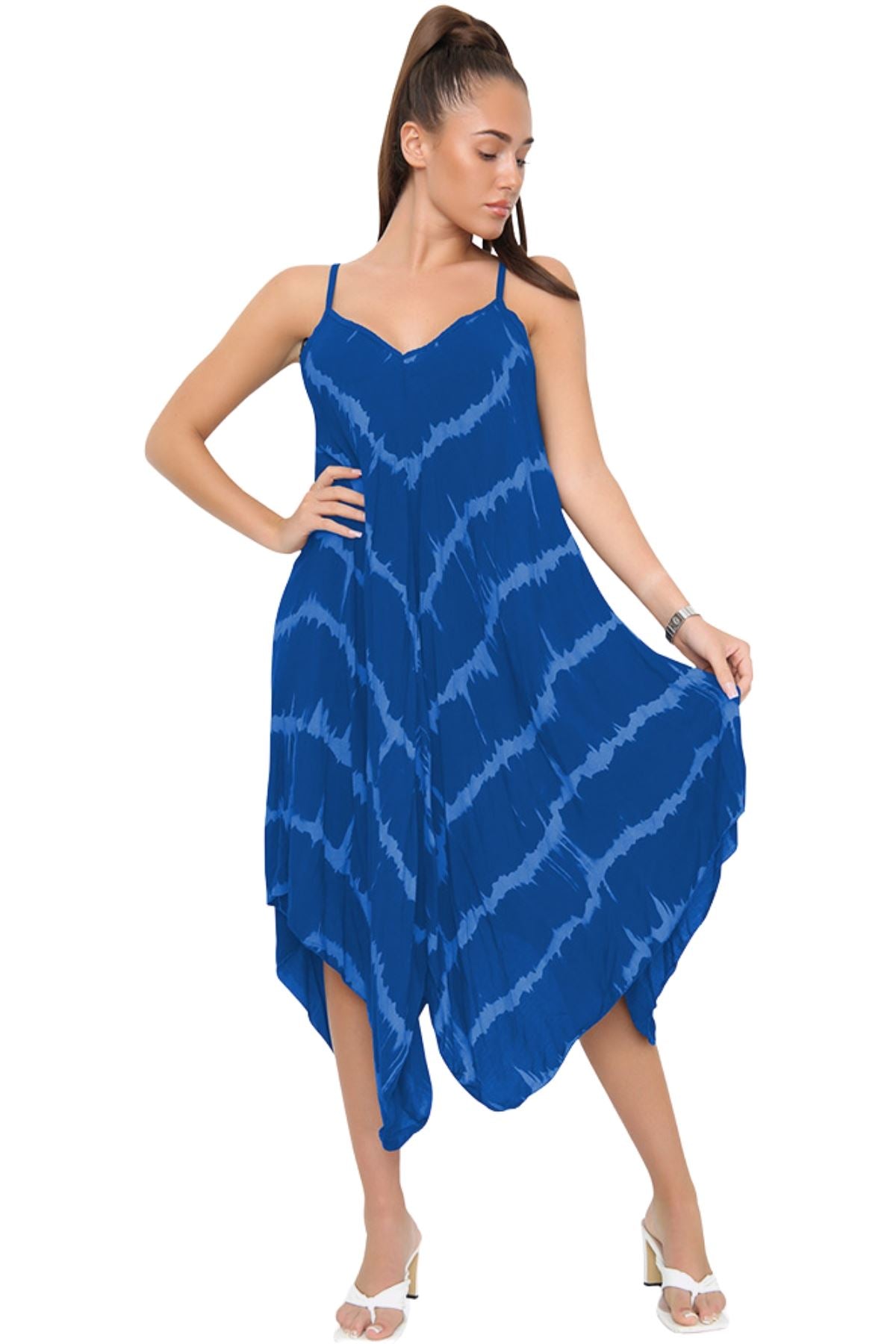 Tie Dye Print Draped Hem Dress